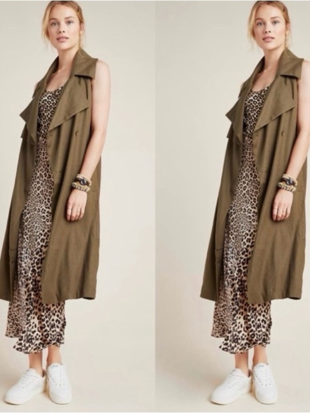 Anthropologie Hollis Trench Vest in Olive Green. Large